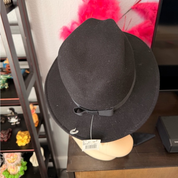 Vintage Black Wool Fedora Hat with Scarf - Picture 6 of 8